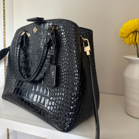 Tory Burch Robinson Croc-Embossed Double Tote - Picture 1 of 4